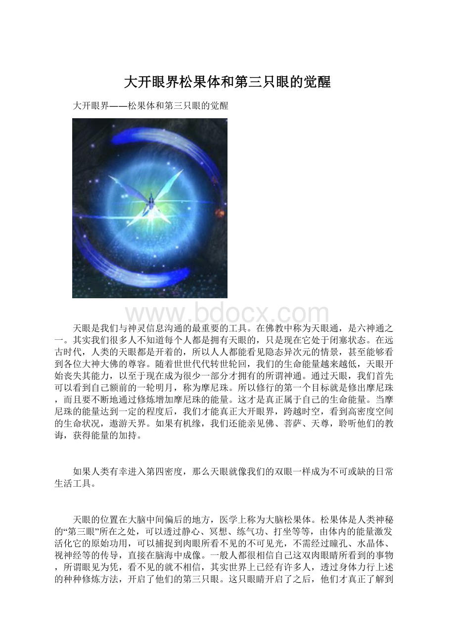 大开眼界松果体和第三只眼的觉醒.docx