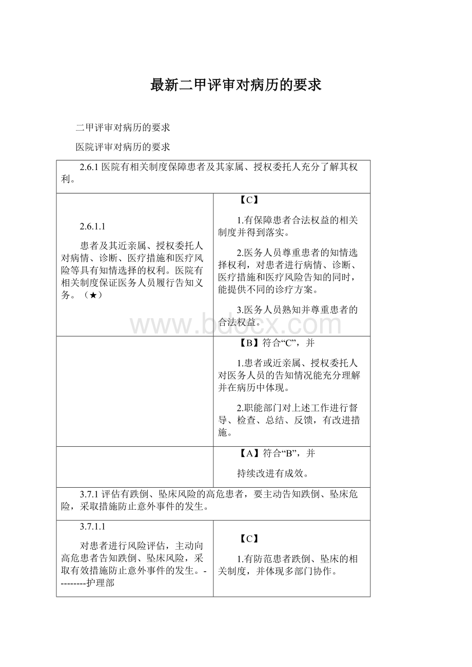 最新二甲评审对病历的要求Word下载.docx_第1页