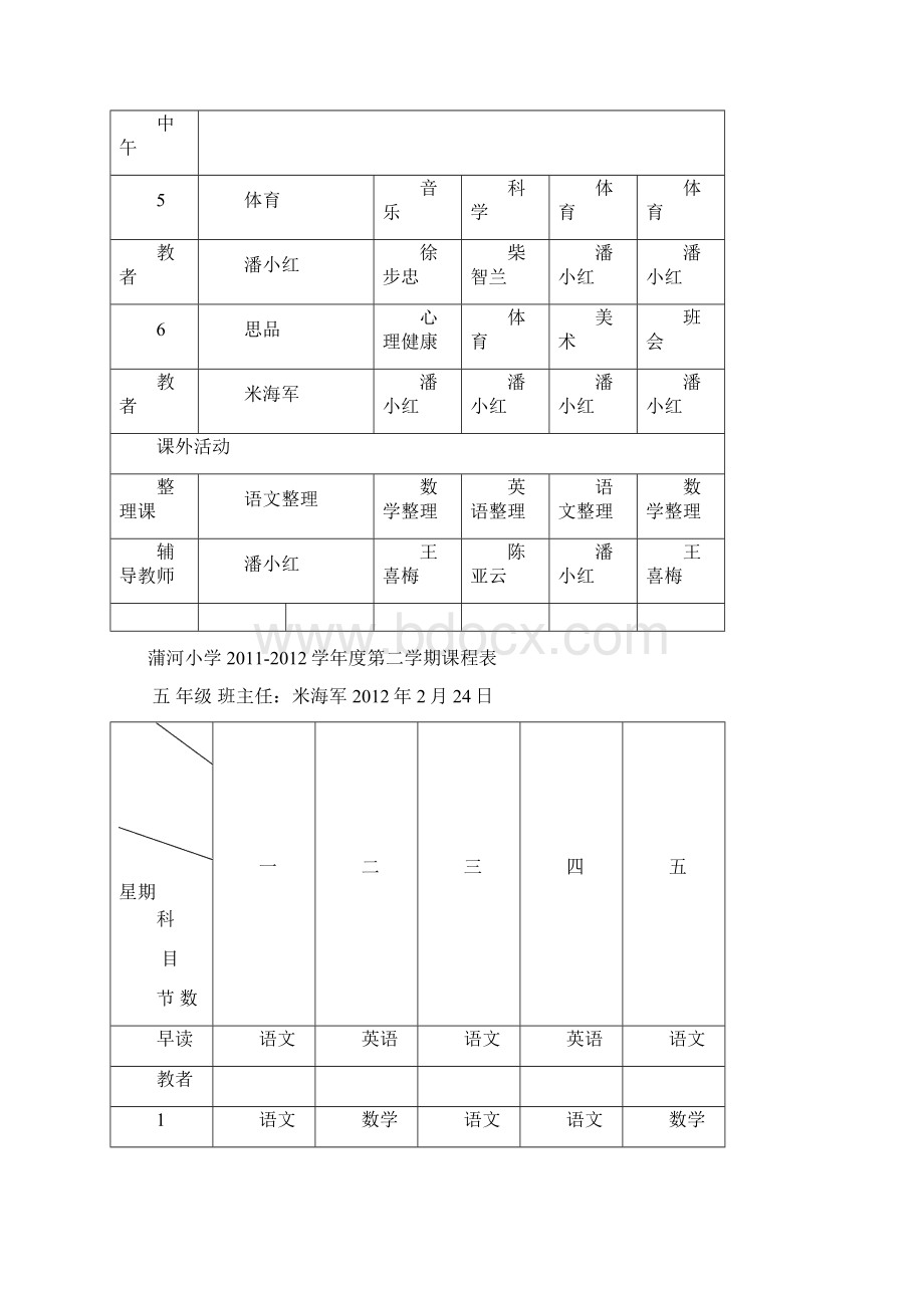 蒲河小学学年度年课程表第二学期.docx_第2页