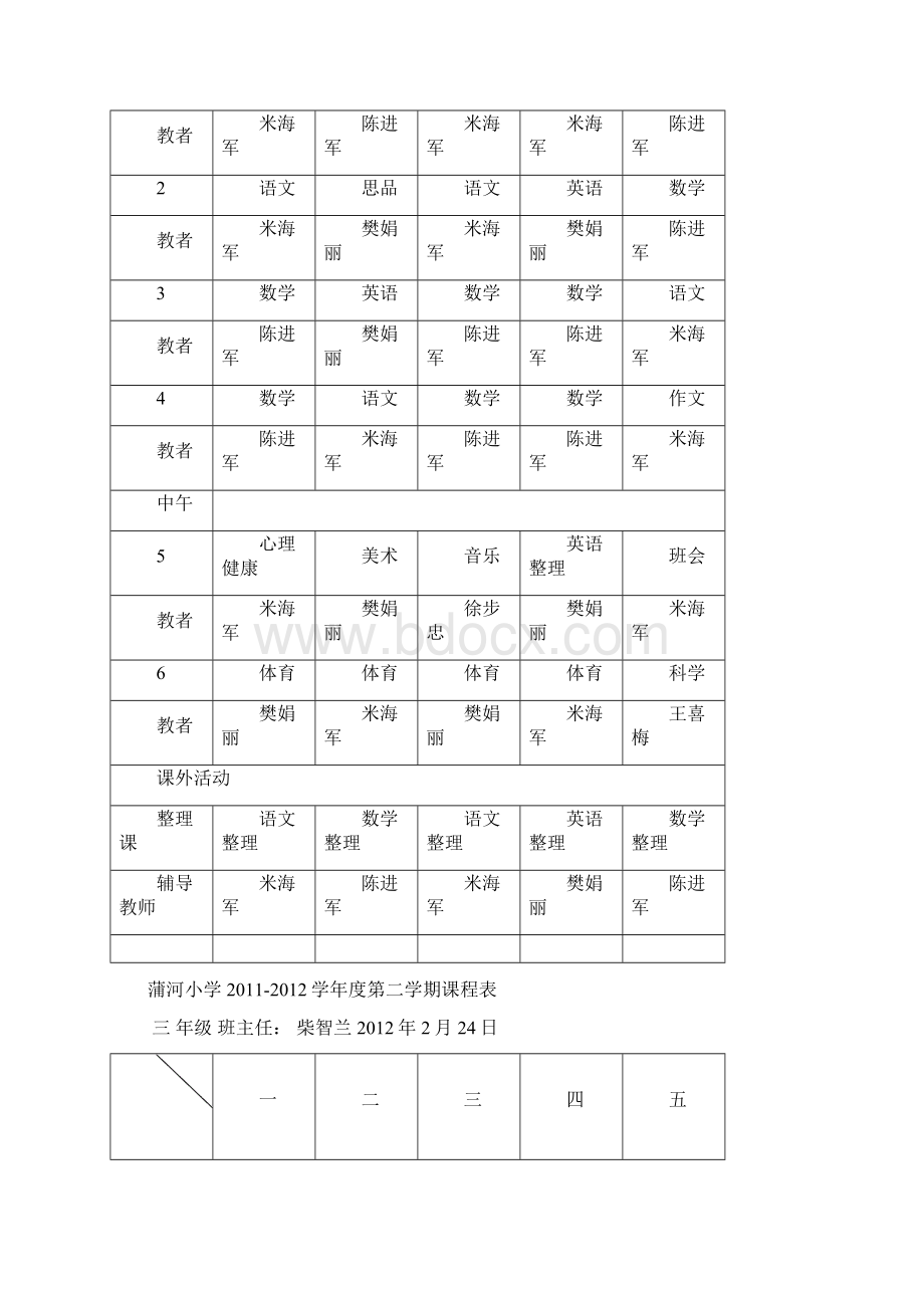 蒲河小学学年度年课程表第二学期.docx_第3页