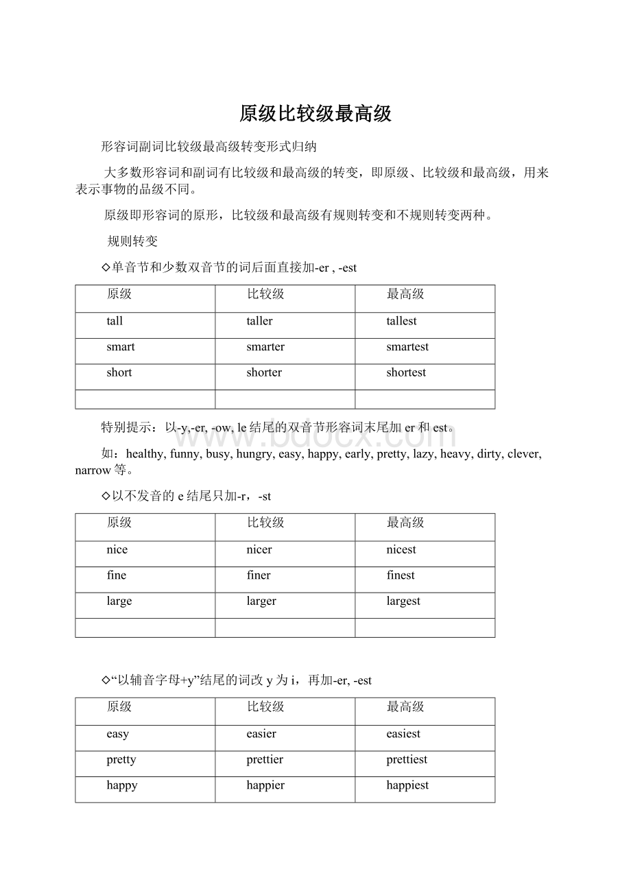 原级比较级最高级Word文档格式.docx