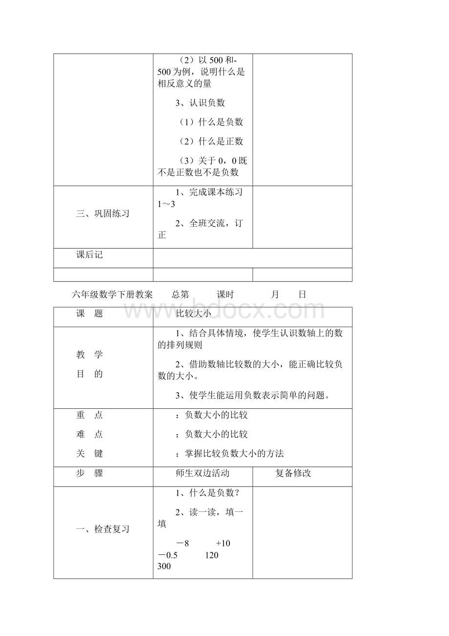 最新人教版小学六年级数学下册全册教案教学设计 第二学期导学案Word文档下载推荐.docx_第3页