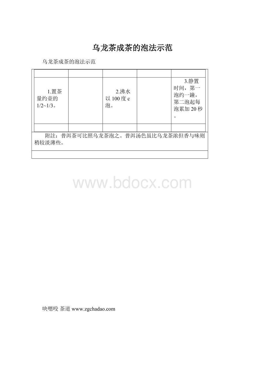 乌龙茶成茶的泡法示范.docx