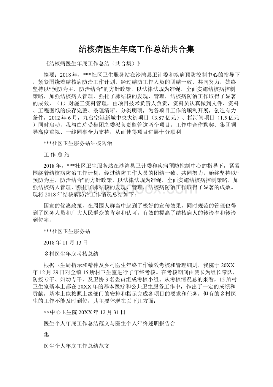 结核病医生年底工作总结共合集.docx_第1页