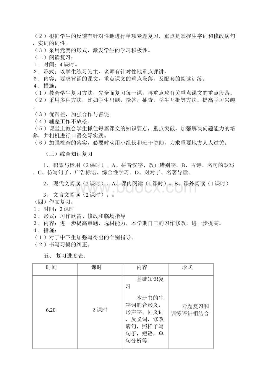 八年级下册语文总复习计划.docx_第2页