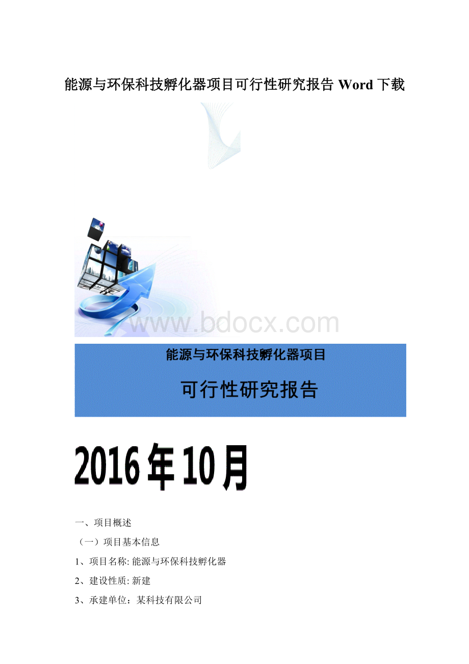 能源与环保科技孵化器项目可行性研究报告Word下载文档格式.docx_第1页