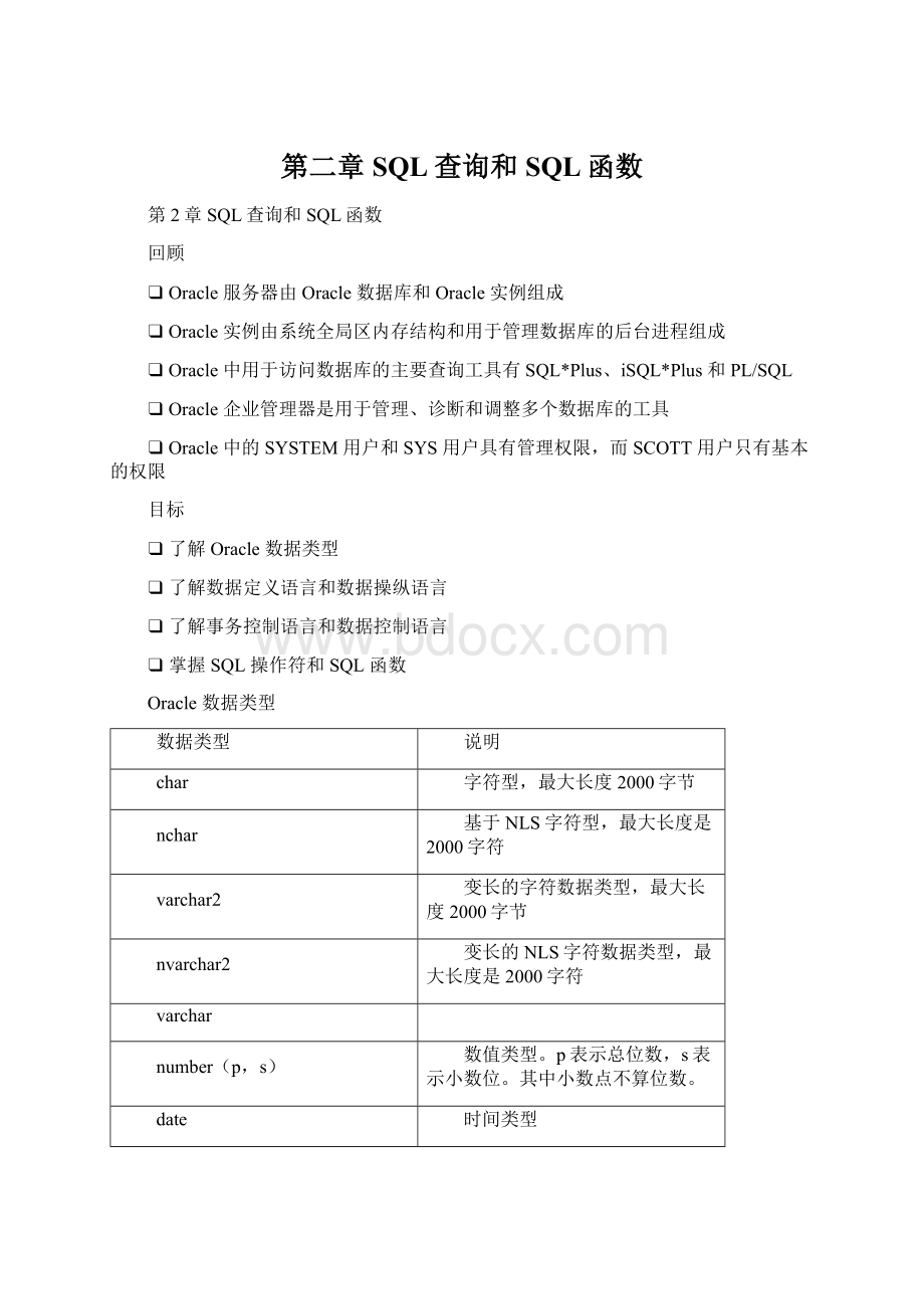 第二章 SQL查询和SQL函数Word格式文档下载.docx