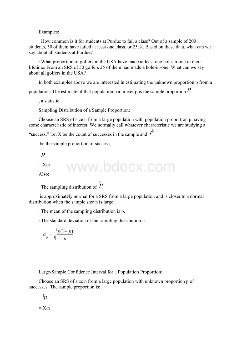 Lecture 12 Chapter 8 Inference for proportions12讲8章推理的比例.docx_第2页
