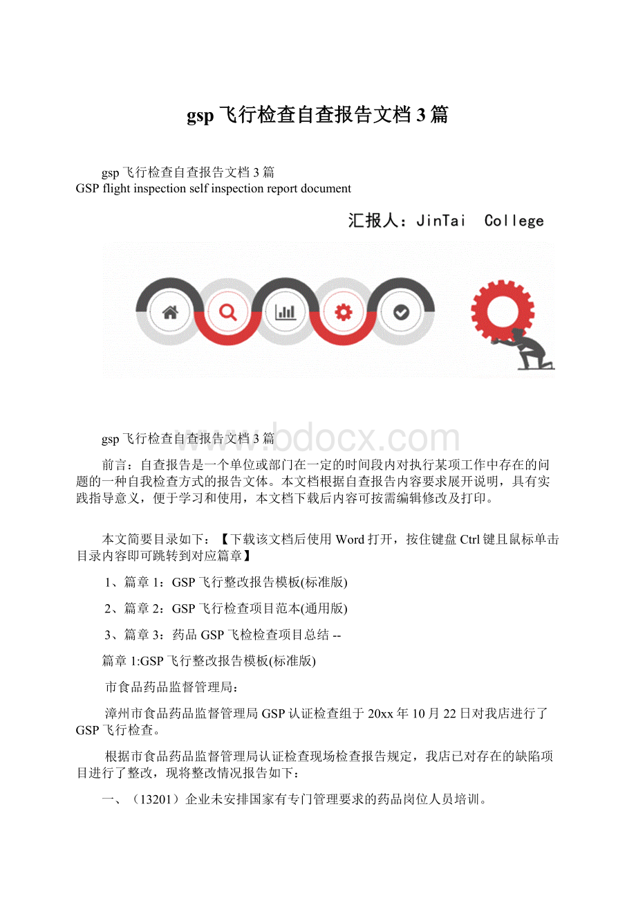 gsp飞行检查自查报告文档3篇.docx