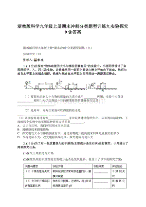 浙教版科学九年级上册期末冲刺分类题型训练九实验探究9含答案.docx