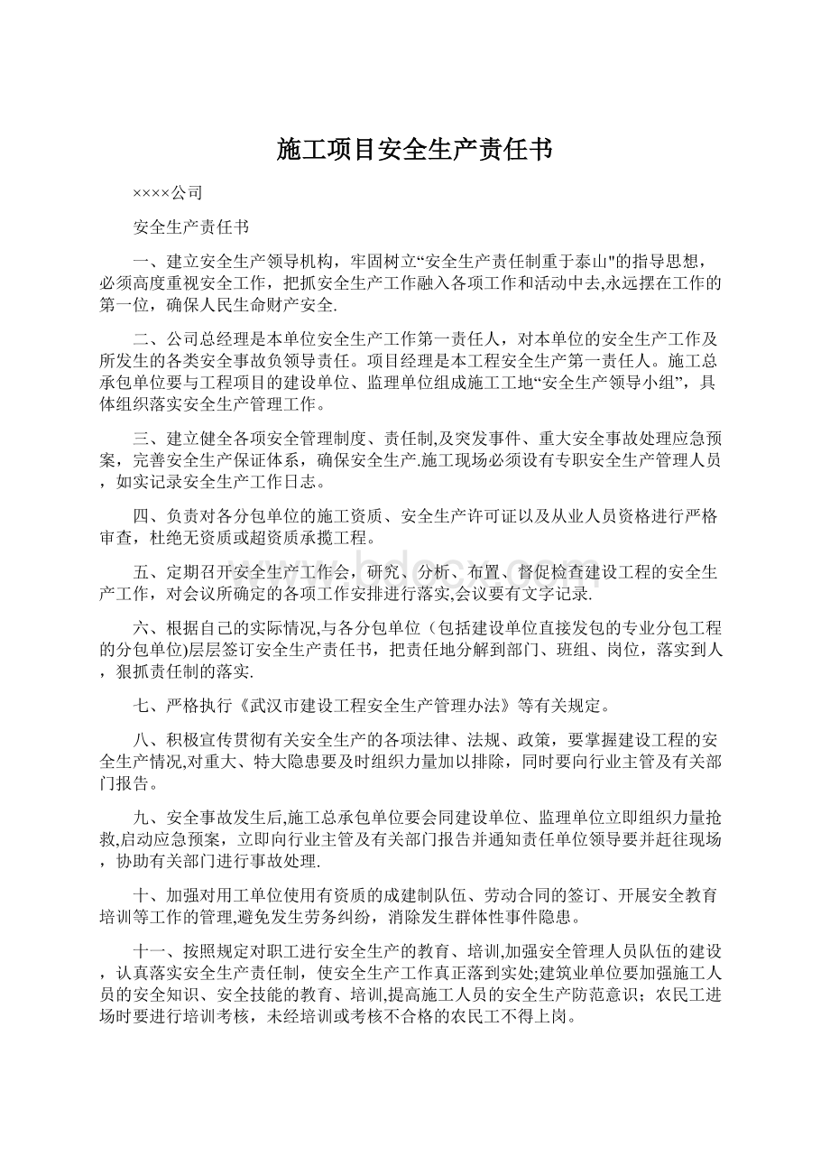 施工项目安全生产责任书.docx