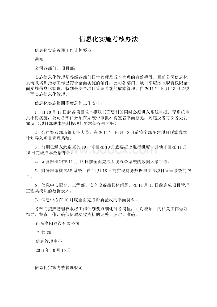 信息化实施考核办法.docx_第1页