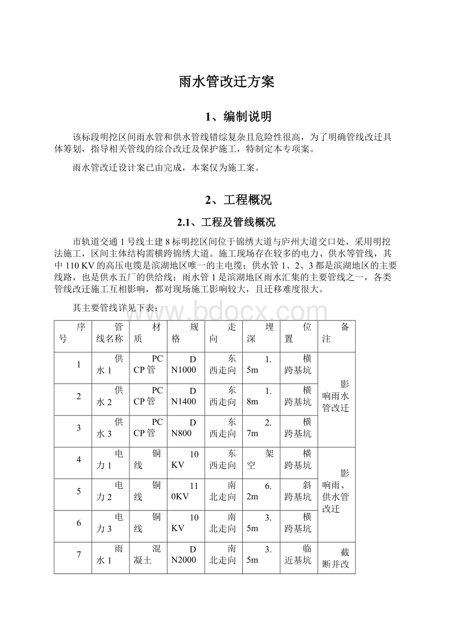 雨水管改迁方案.docx