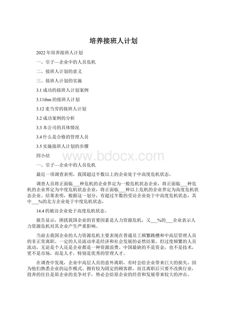 培养接班人计划Word文件下载.docx