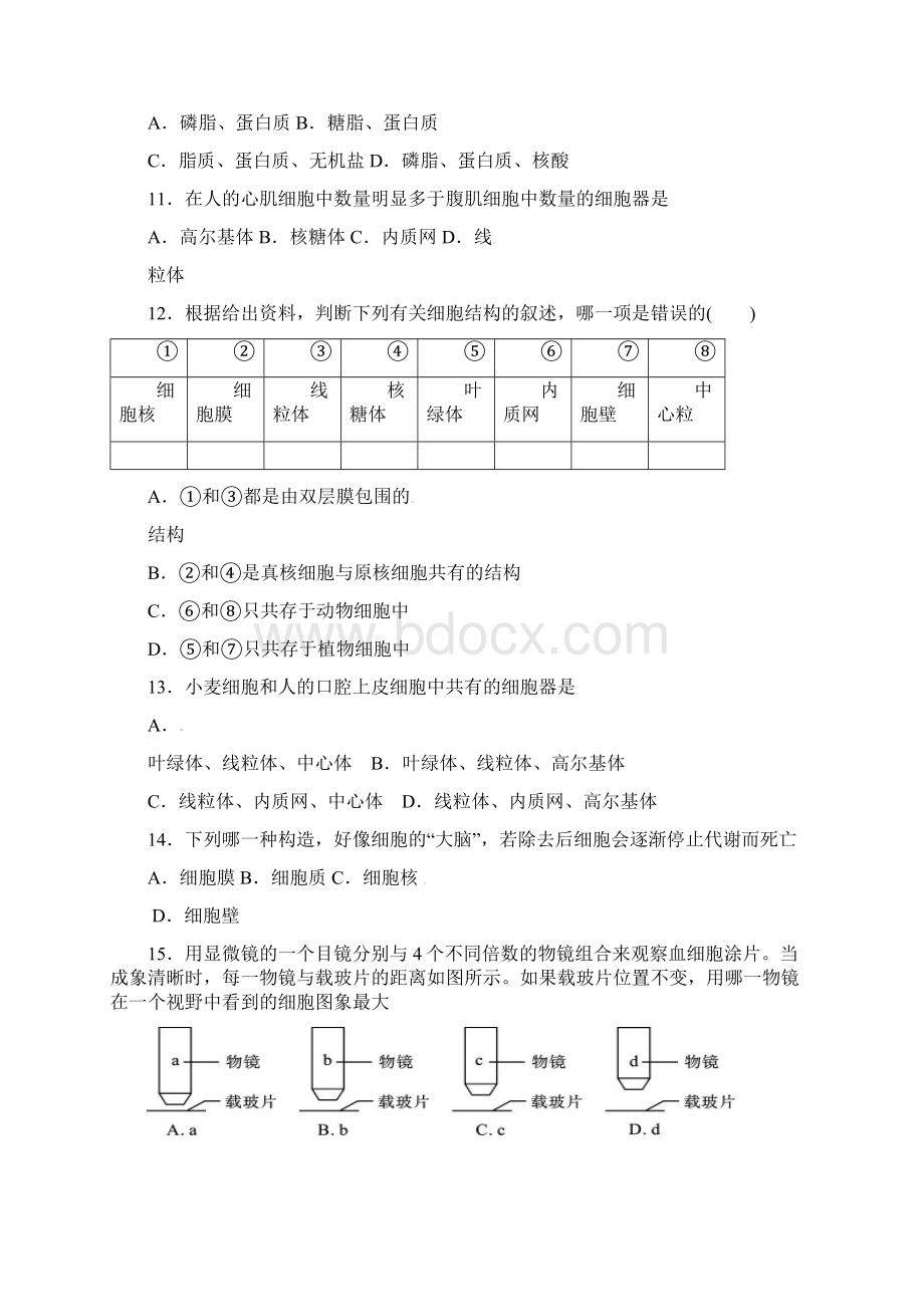 山西省长治市第一中学学年高一上学期中考试生物试题加精Word文档下载推荐.docx_第3页