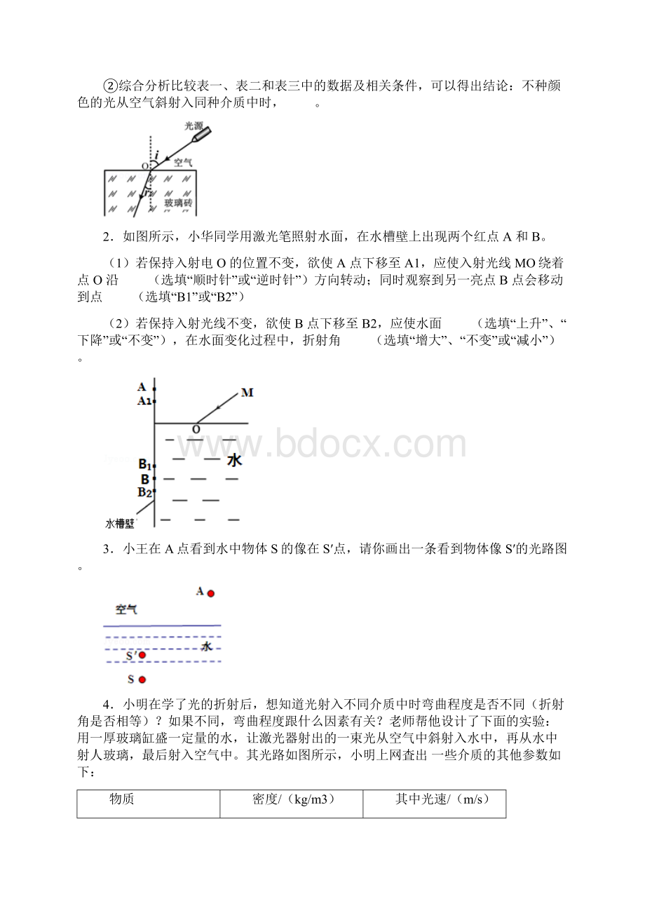 沪科版八年级物理全一册培优练习题 光的折射1Word文档格式.docx_第2页