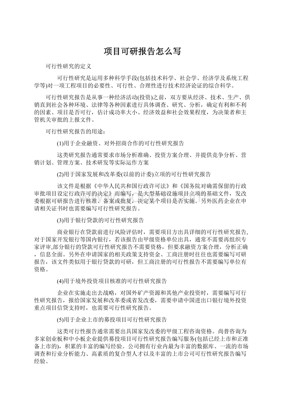 项目可研报告怎么写Word格式文档下载.docx