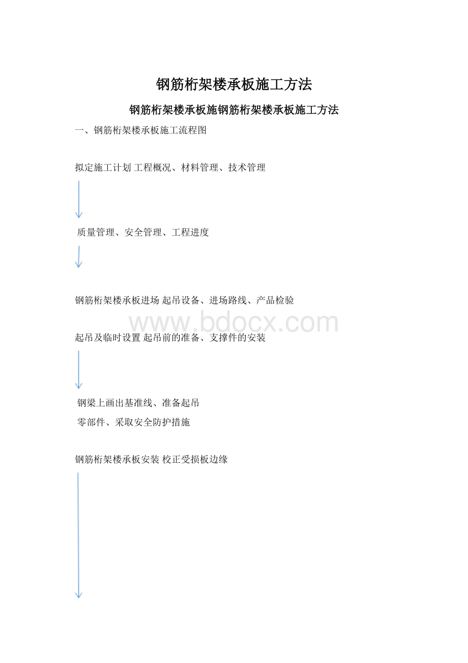 钢筋桁架楼承板施工方法Word文件下载.docx_第1页