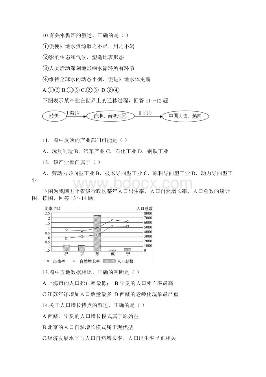 山西省太原市第二十一中学校高二地理会考模拟试题docWord格式文档下载.docx_第3页