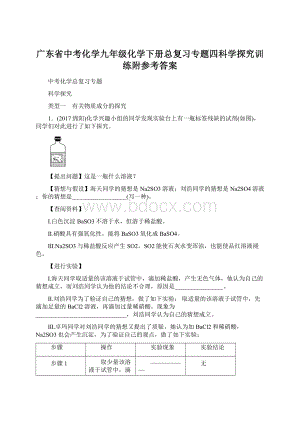 广东省中考化学九年级化学下册总复习专题四科学探究训练附参考答案Word文档格式.docx