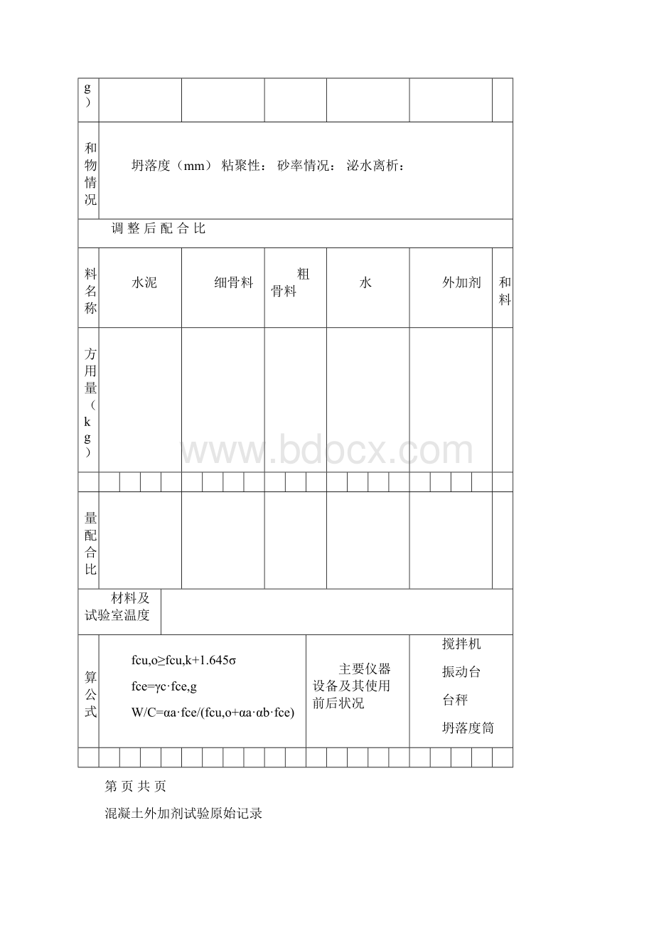 外加剂原始记录表格Word格式.docx_第3页