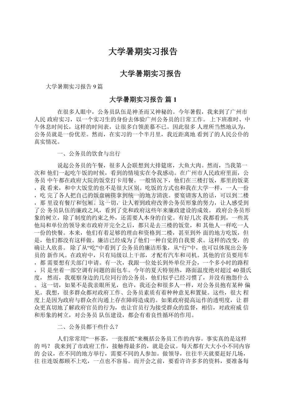 大学暑期实习报告Word文档下载推荐.docx