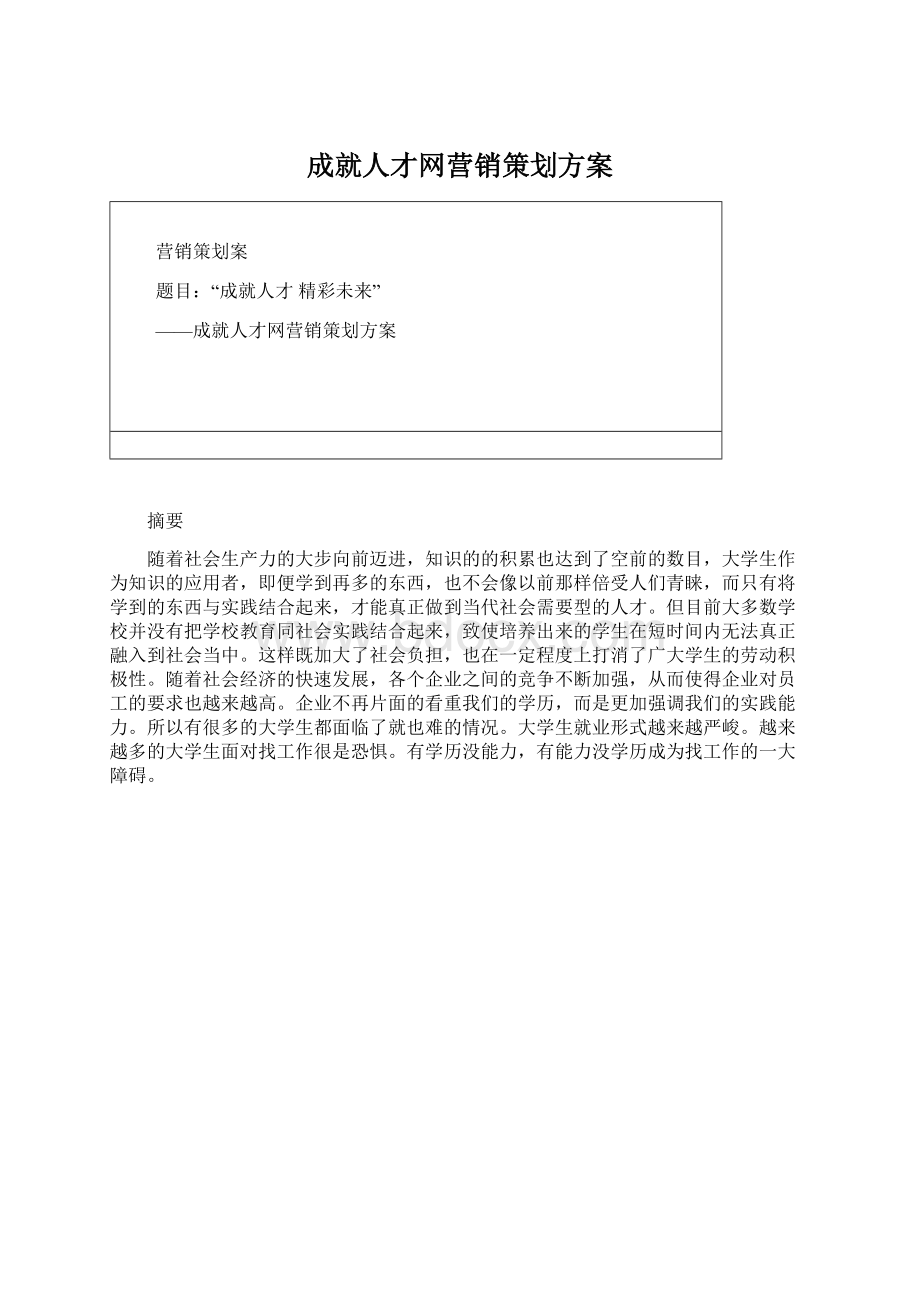 成就人才网营销策划方案.docx