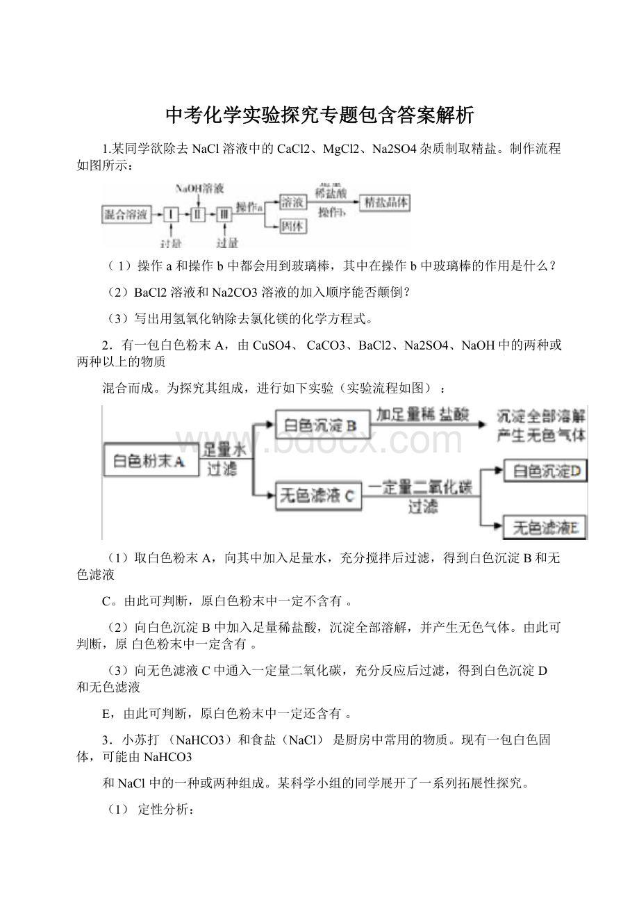 中考化学实验探究专题包含答案解析Word文件下载.docx