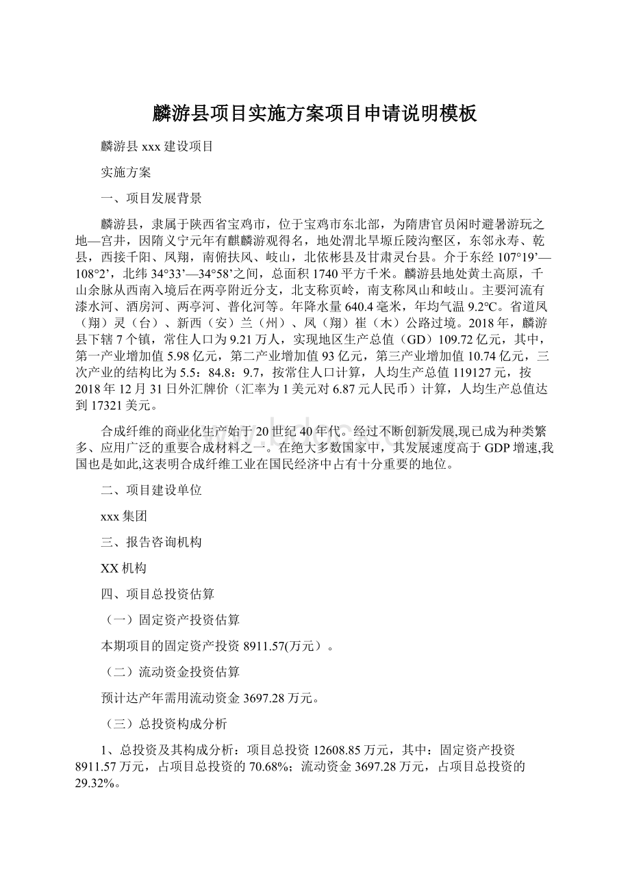 麟游县项目实施方案项目申请说明模板.docx_第1页