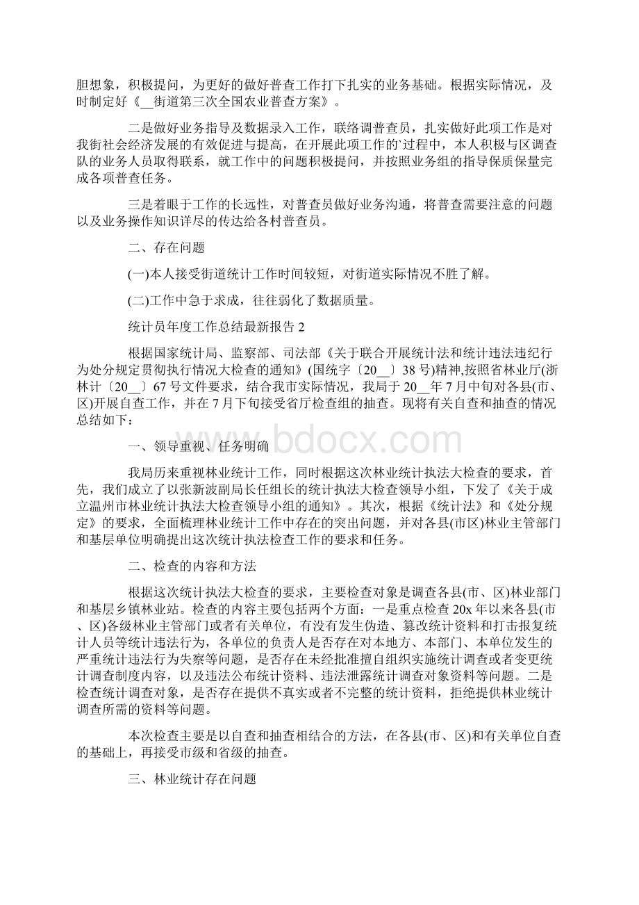 最新统计员年度工作总结最新报告Word格式.docx_第2页