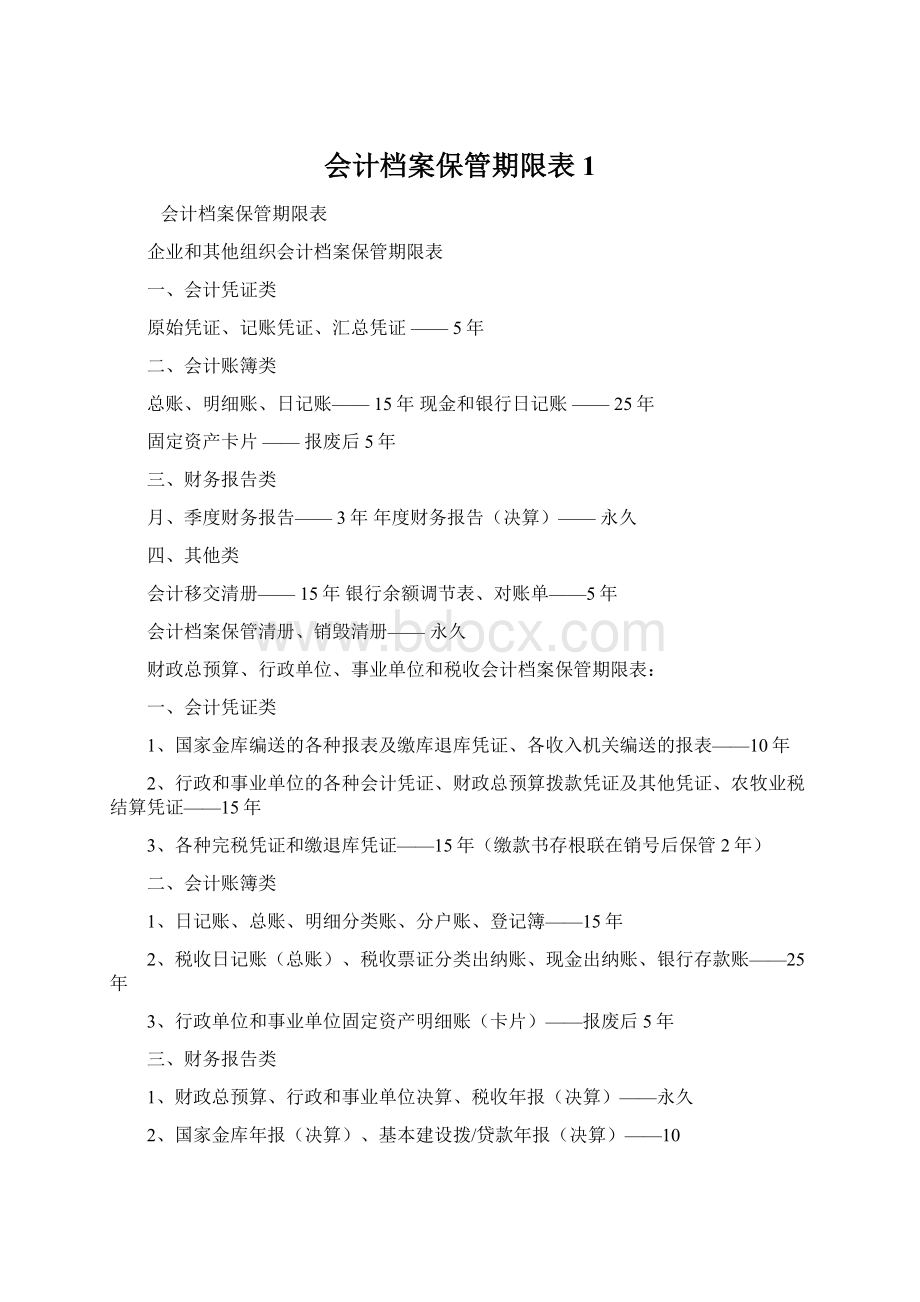 会计档案保管期限表 1.docx