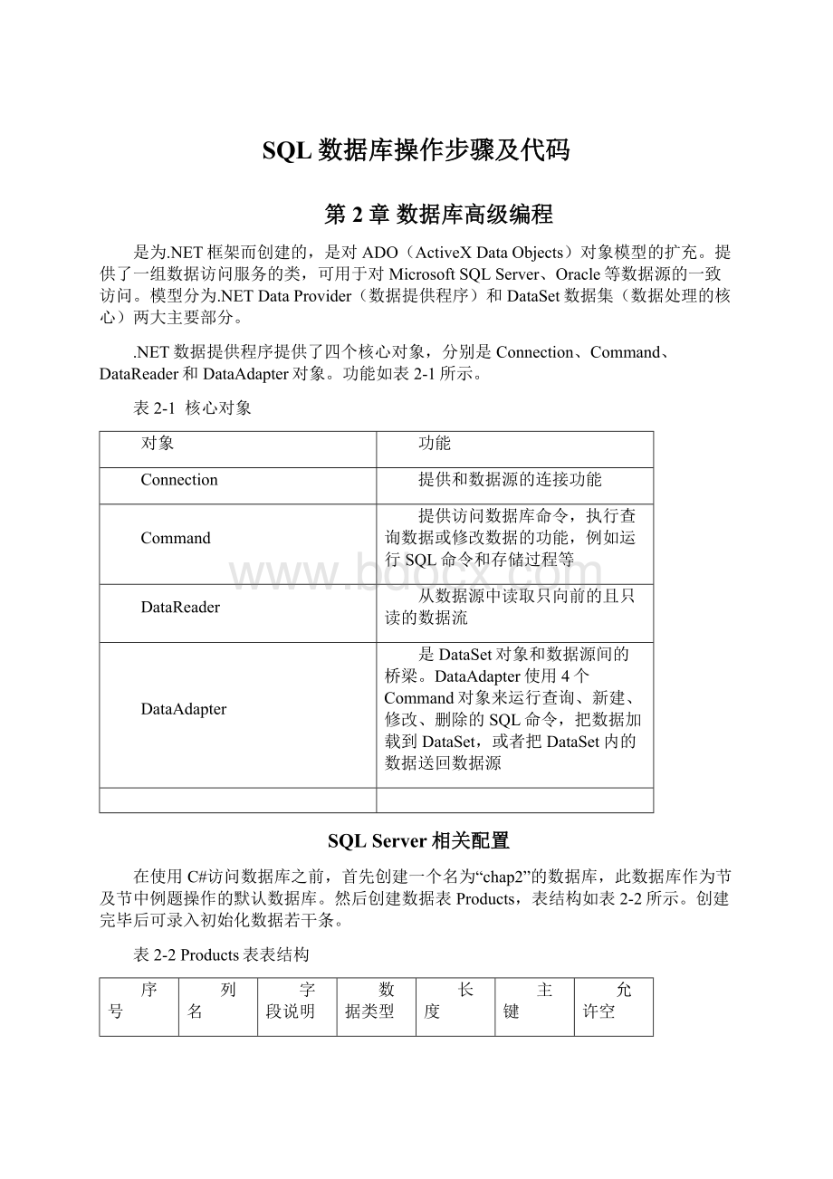 SQL数据库操作步骤及代码文档格式.docx_第1页