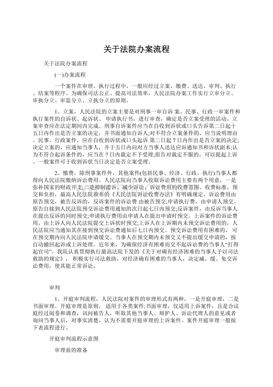 关于法院办案流程Word文档格式.docx