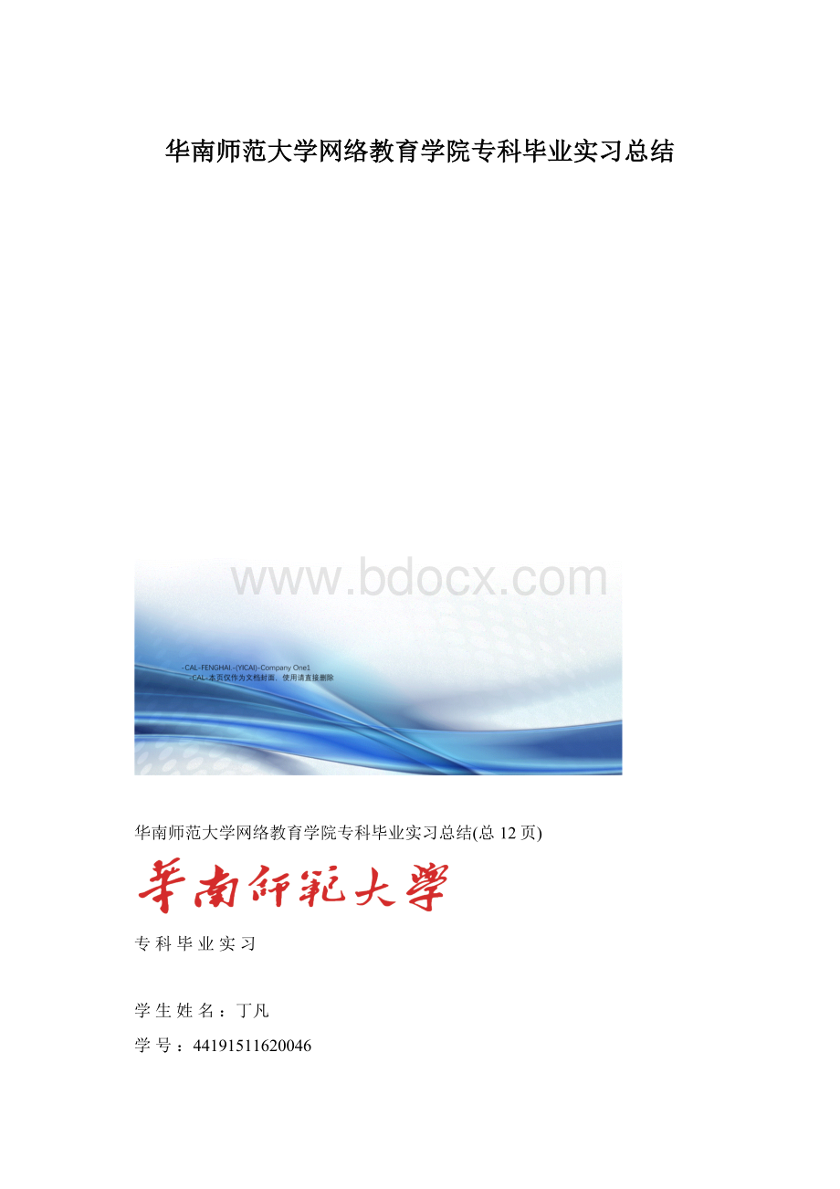 华南师范大学网络教育学院专科毕业实习总结文档格式.docx