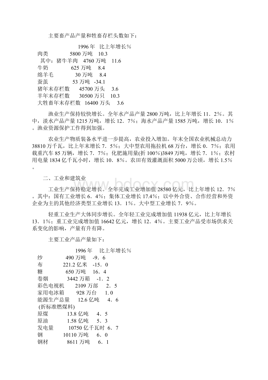 1996年国民经济和社会发展统计公报.docx_第2页