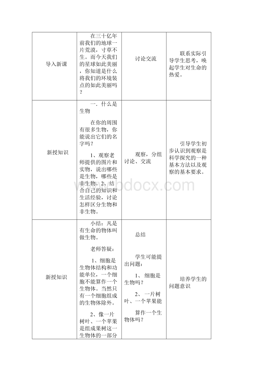 人教版七年级上册生物教案完美编辑版Word文档格式.docx_第2页