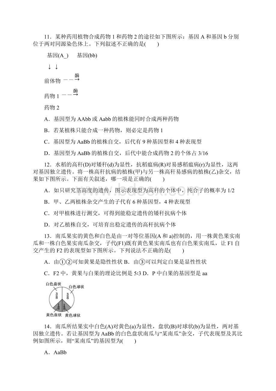 分离定律和自由组合定律练习题Word文档格式.docx_第3页