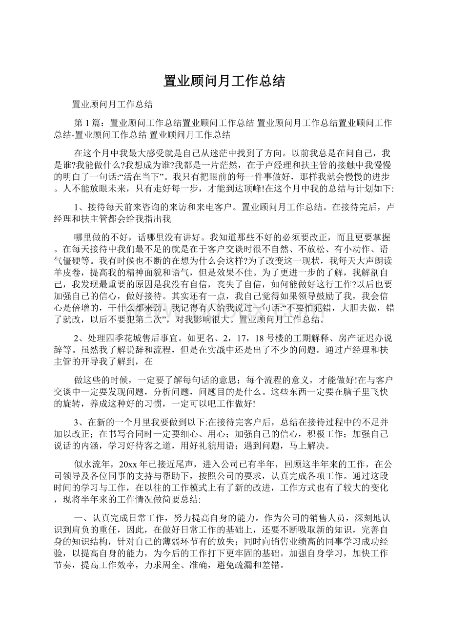 置业顾问月工作总结.docx