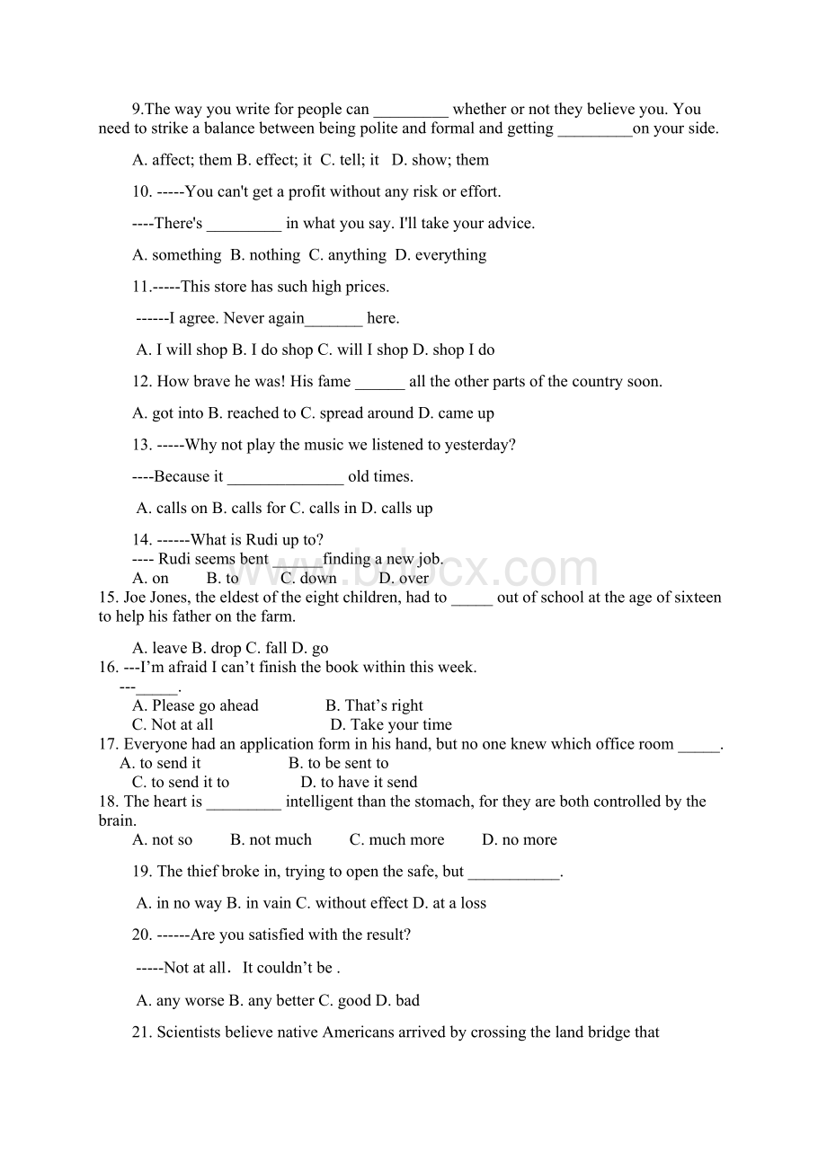 牛津英语高二模块八第一单元测试题及答案.docx_第2页