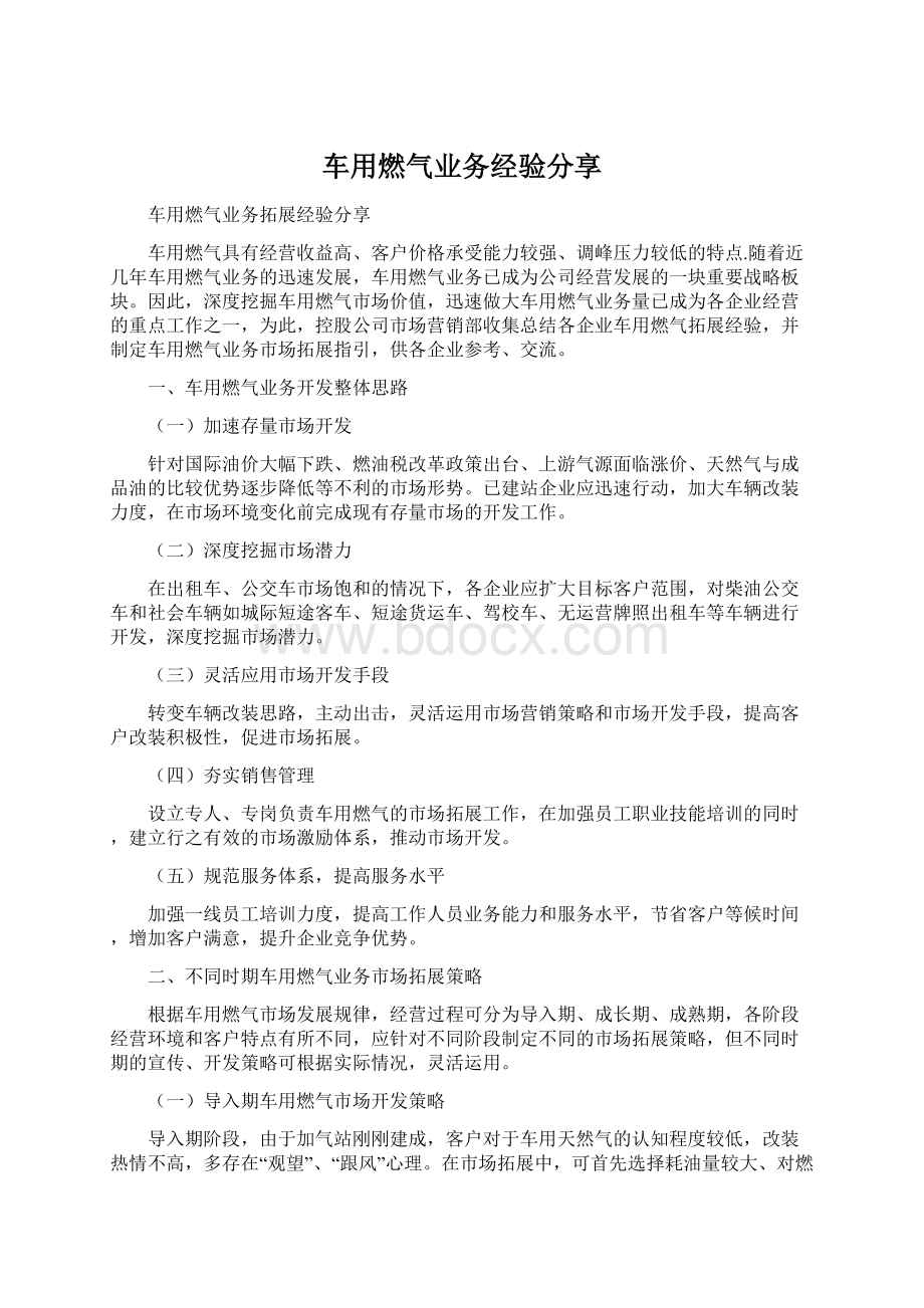 车用燃气业务经验分享Word下载.docx