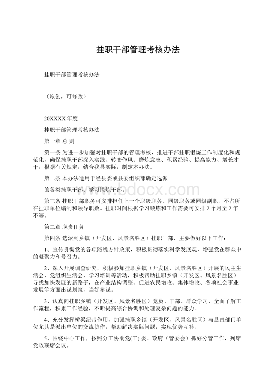 挂职干部管理考核办法Word格式文档下载.docx