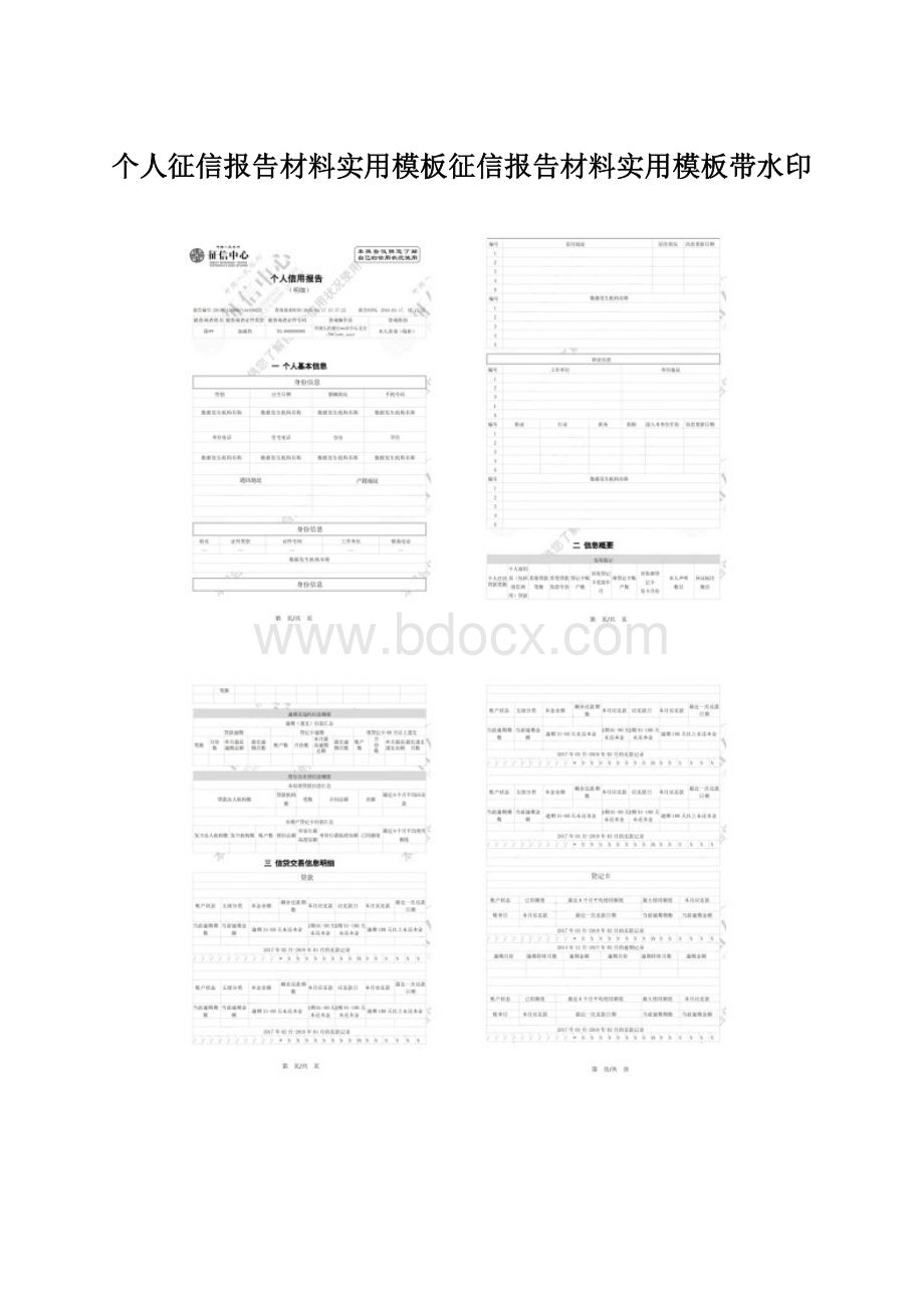 个人征信报告材料实用模板征信报告材料实用模板带水印文档格式.docx