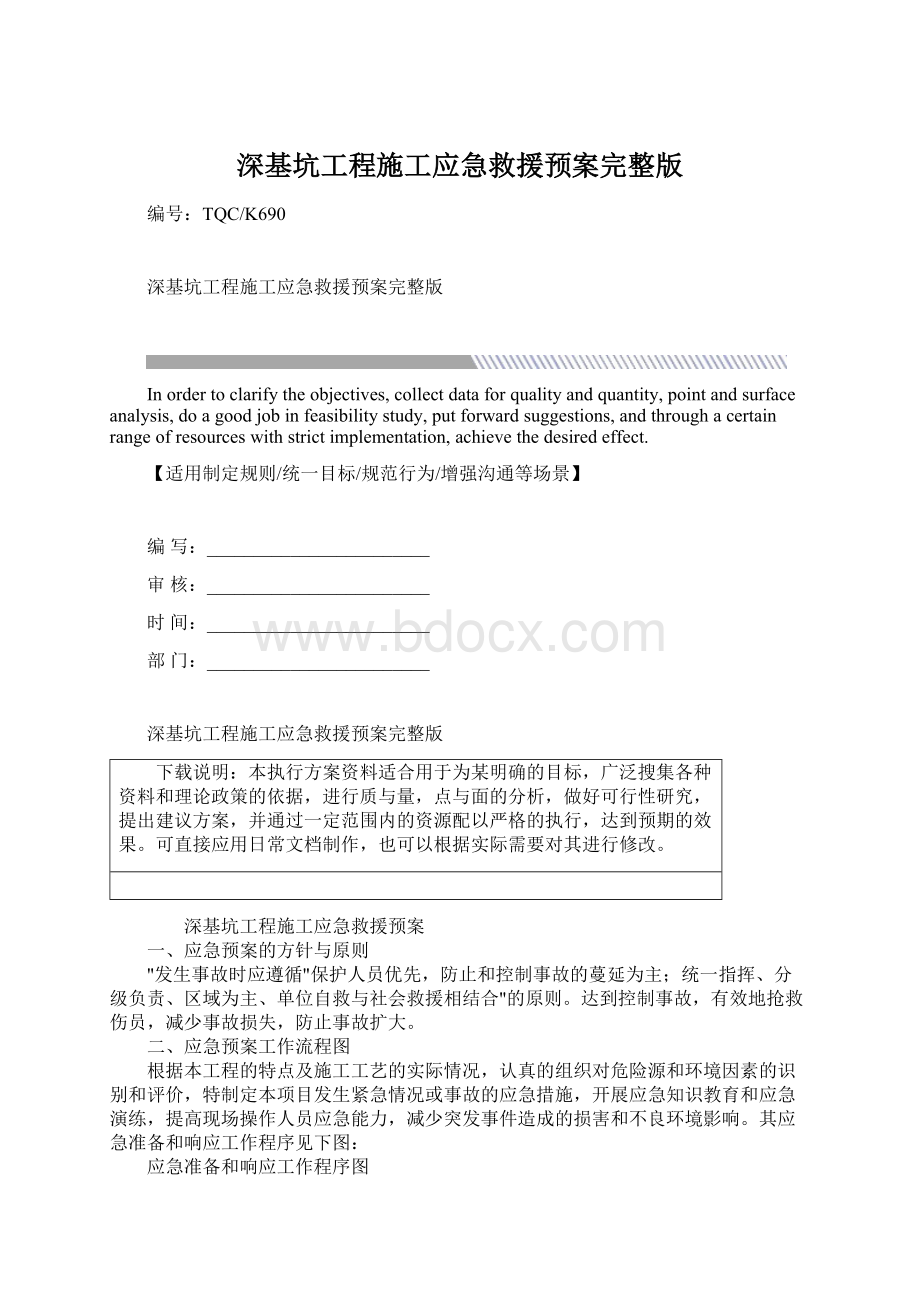 深基坑工程施工应急救援预案完整版.docx_第1页