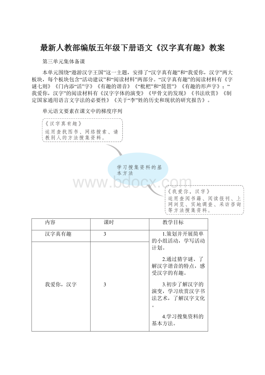 最新人教部编版五年级下册语文《汉字真有趣》教案.docx_第1页