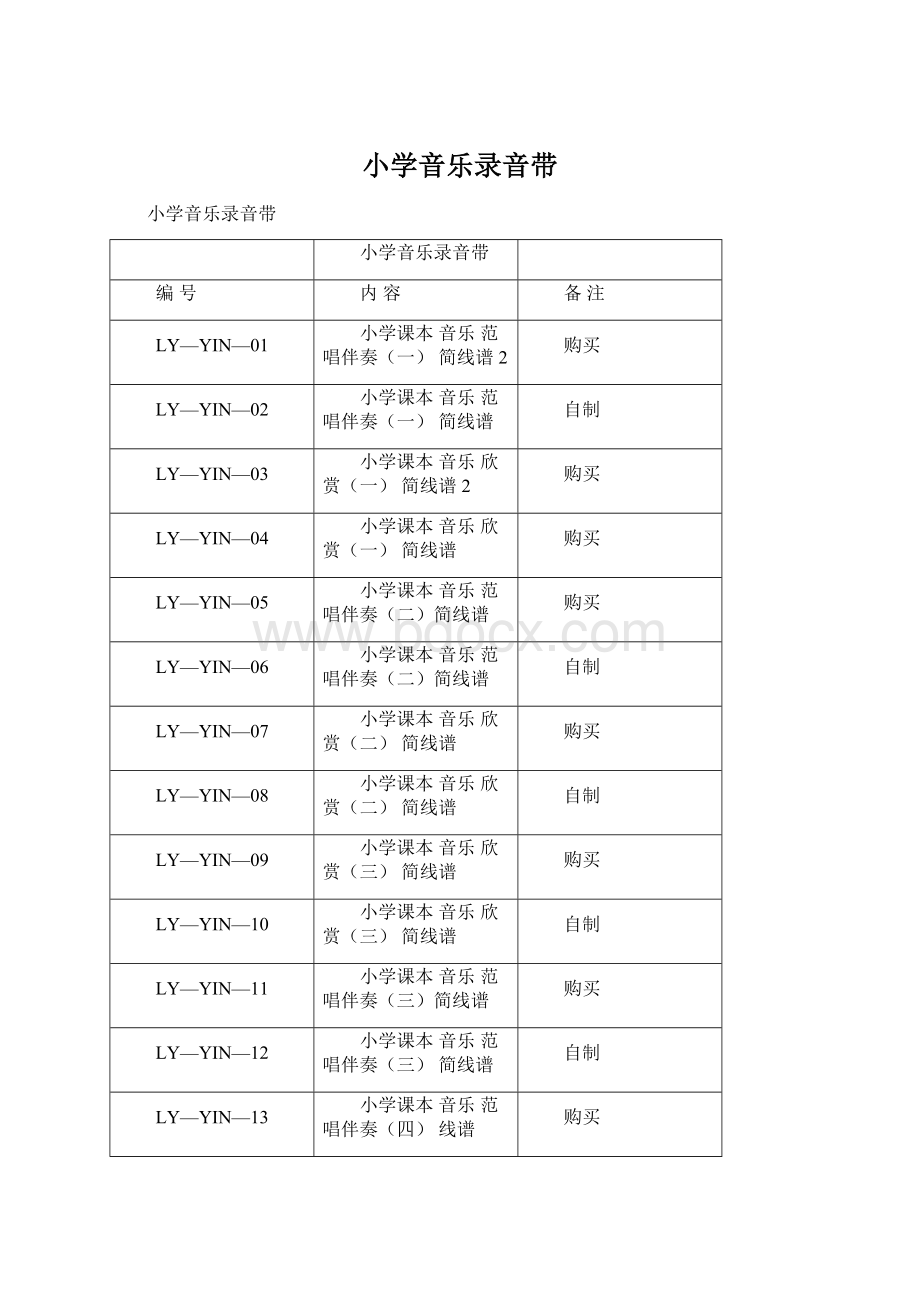 小学音乐录音带文档格式.docx_第1页