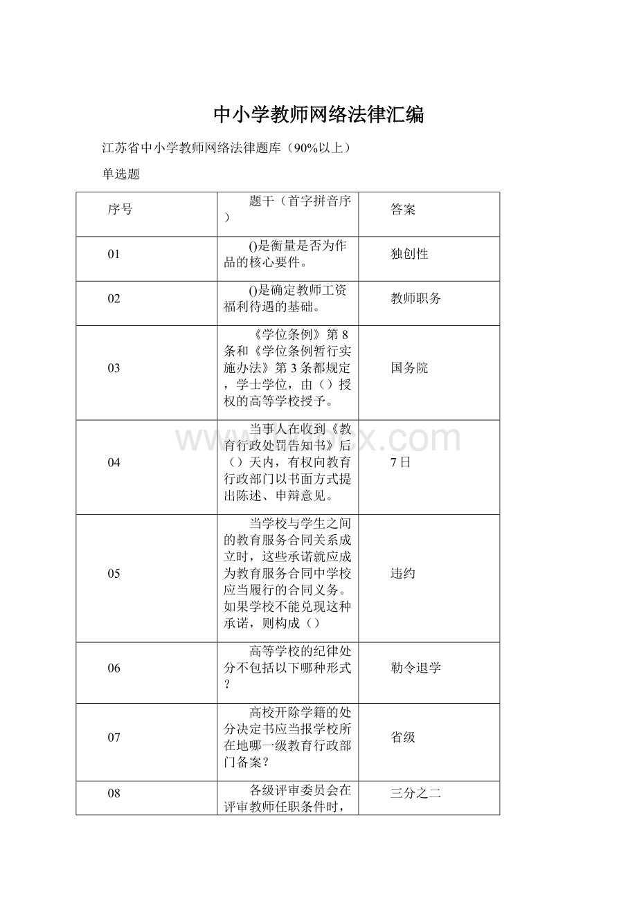 中小学教师网络法律汇编.docx_第1页