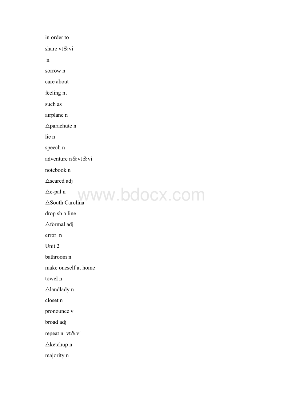 高一英语全册词汇测试表写中文文档格式.docx_第2页