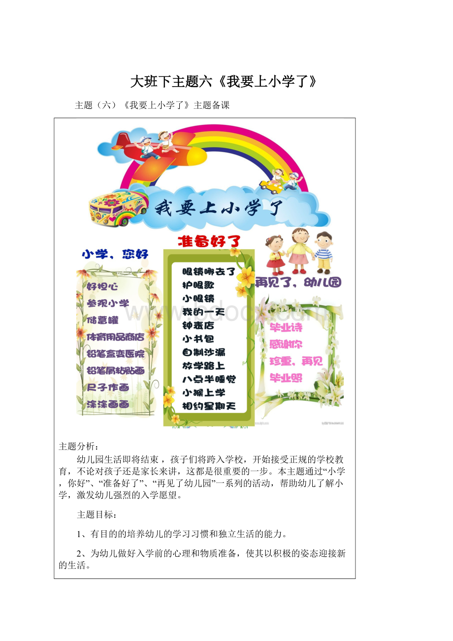 大班下主题六《我要上小学了》Word文档下载推荐.docx_第1页