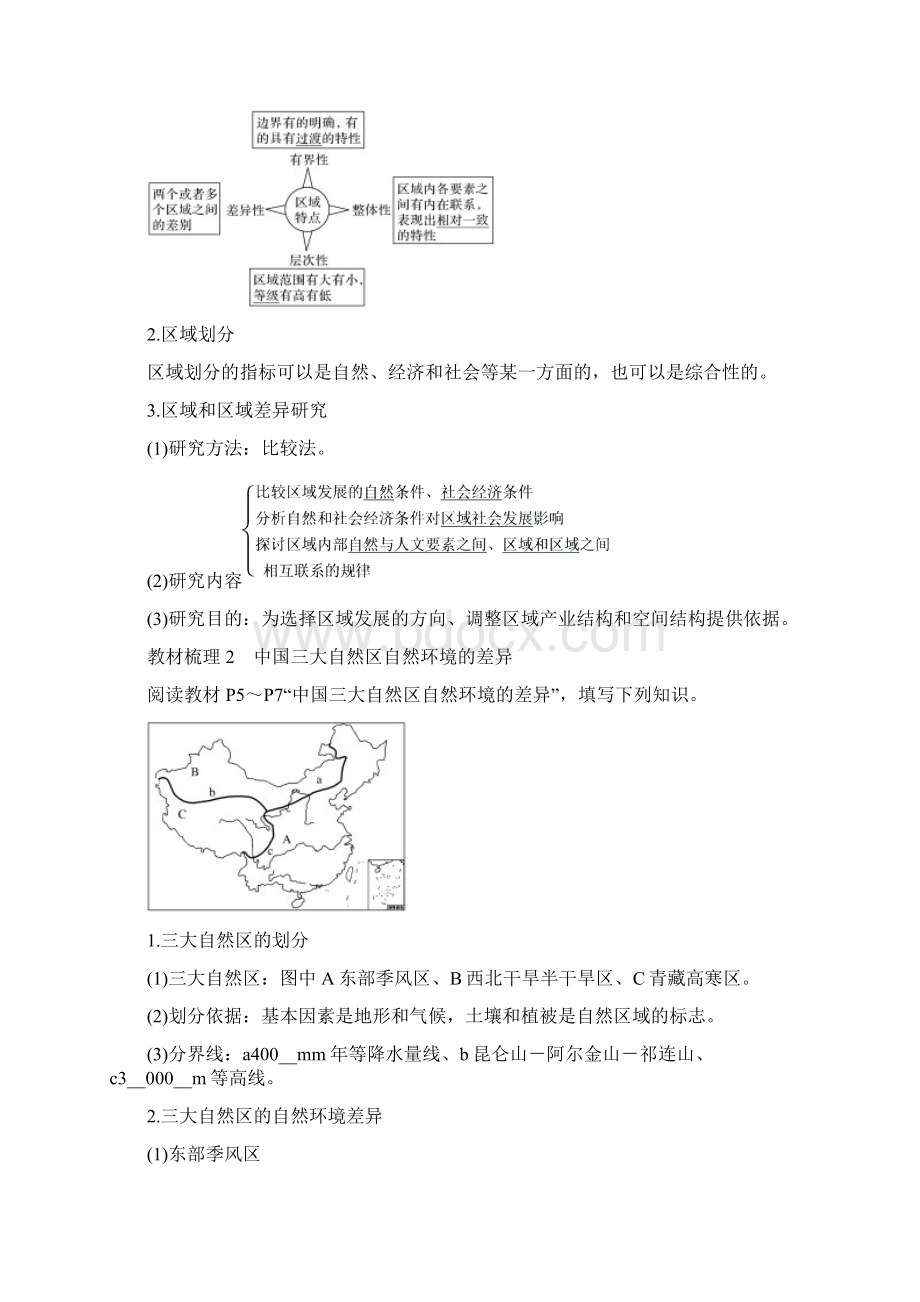 版高中地理第一章区域地理环境和人类活动第一节第1课时区域和区域差异学案中图版Word格式文档下载.docx_第2页