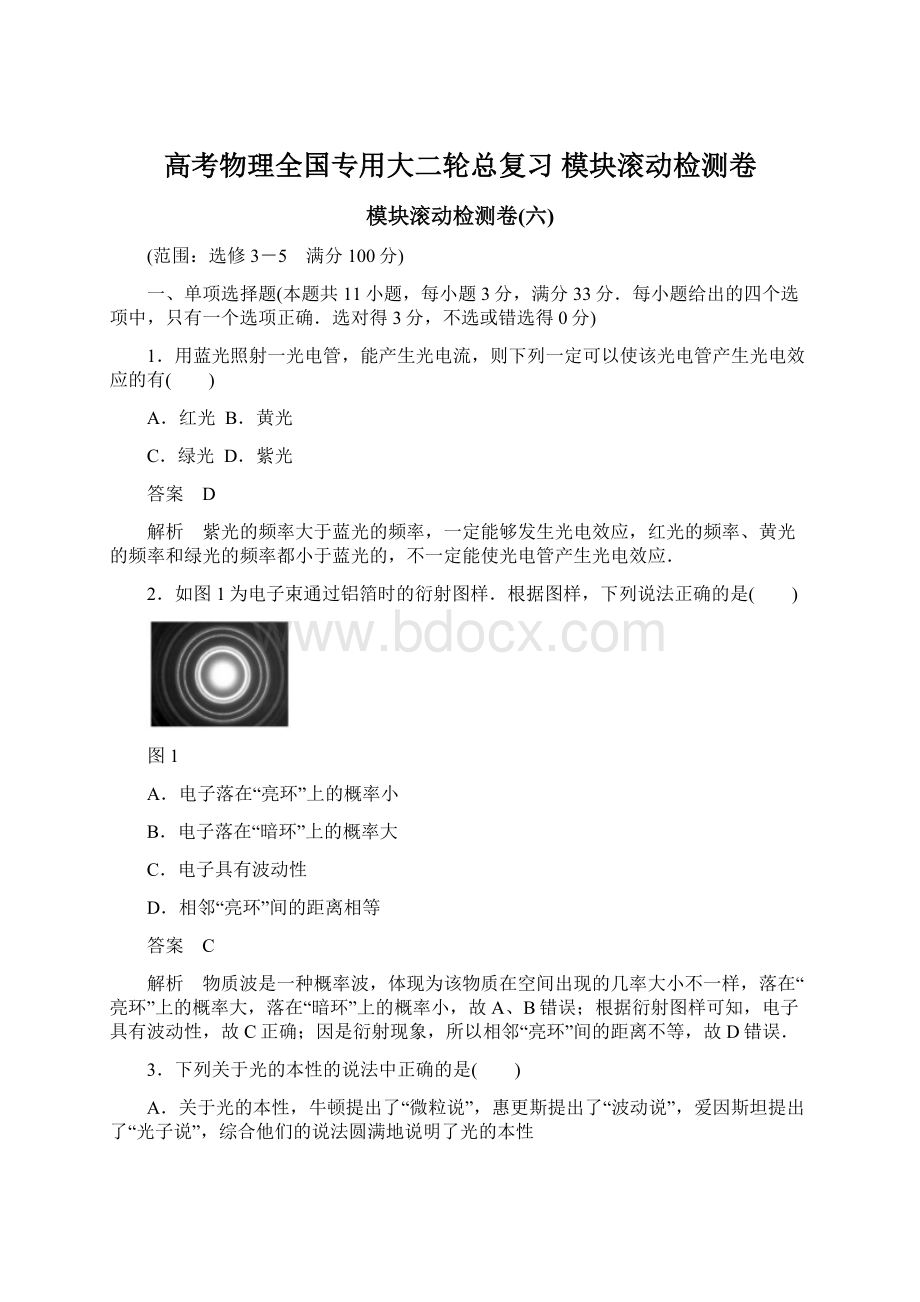 高考物理全国专用大二轮总复习 模块滚动检测卷.docx_第1页